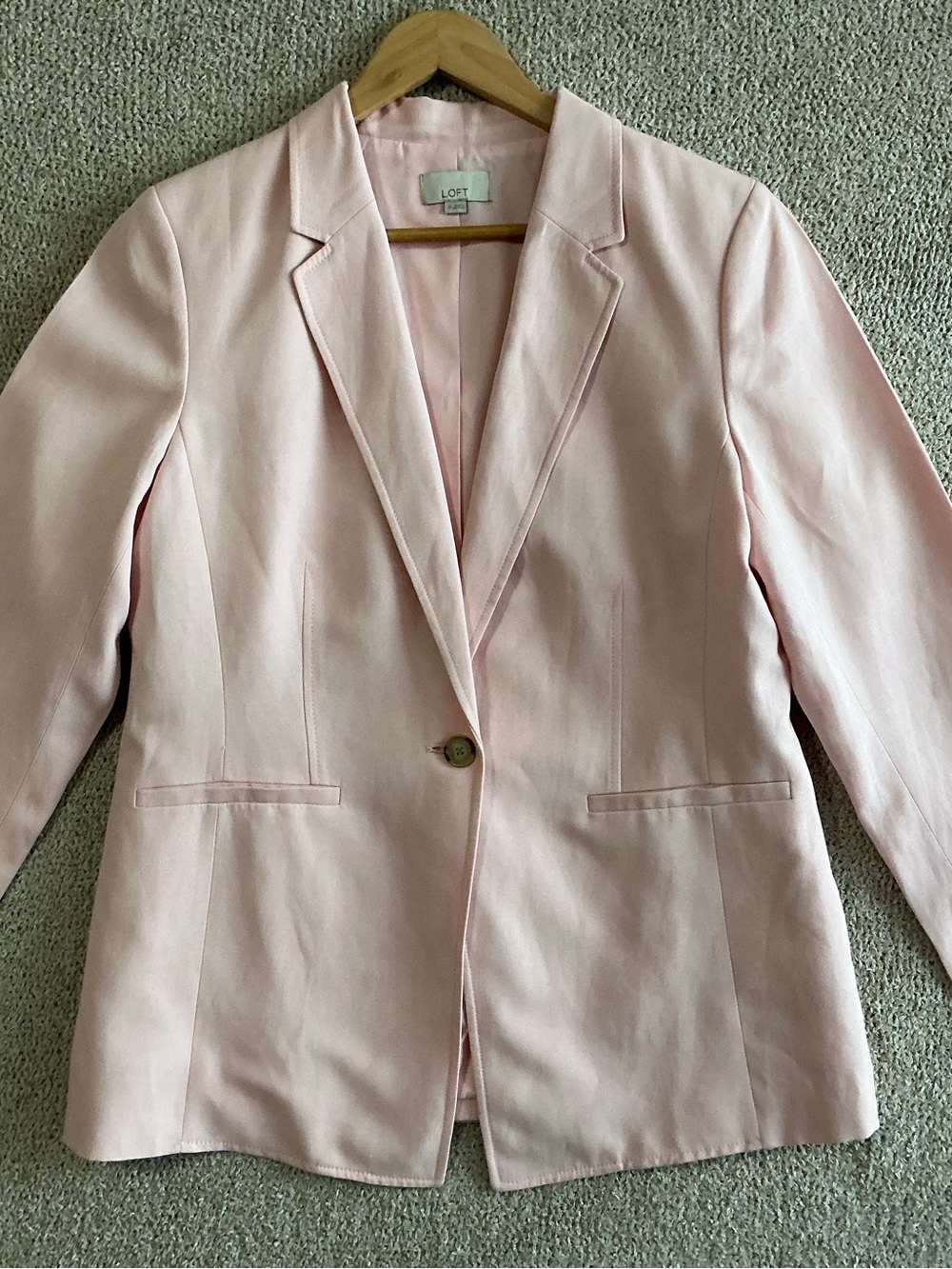 LOFT Blush Pink Linen Blend Single Button Blazer, Size 10